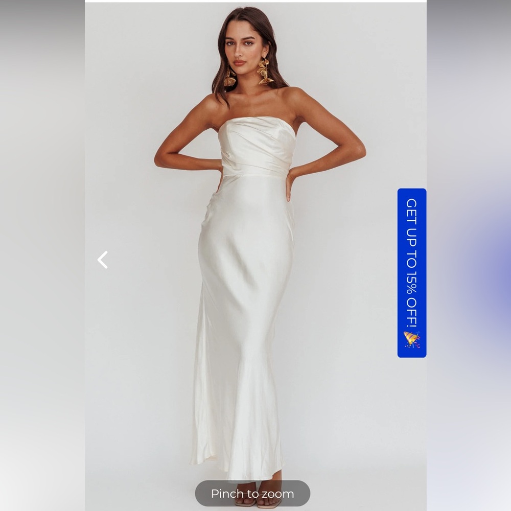 Selfie Leslie, strapless dress off white, size M